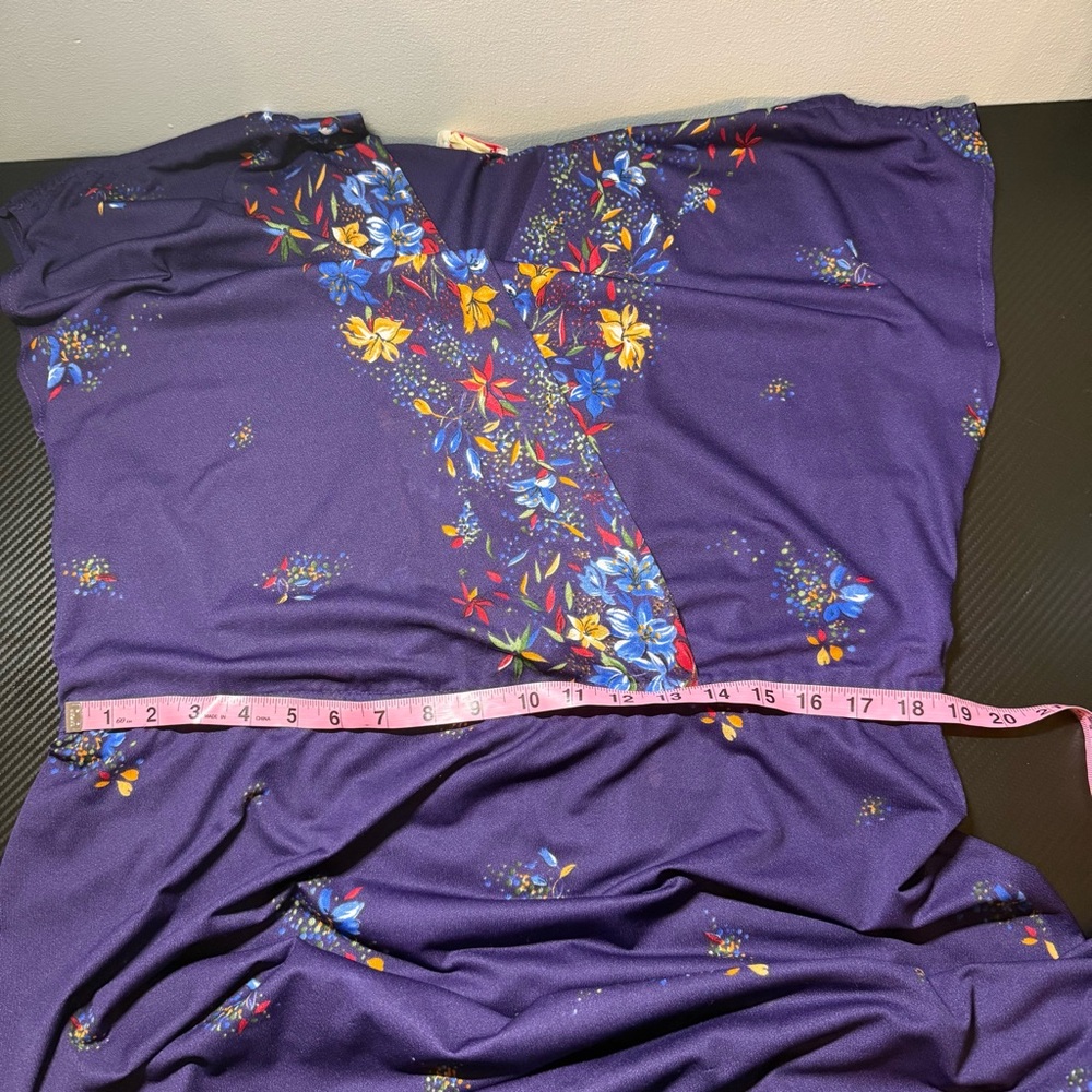 Vintage 1970s It’s A Lehigh Sheer Floral Wrap Midi Dress Purple Boho - Picture 13 of 15